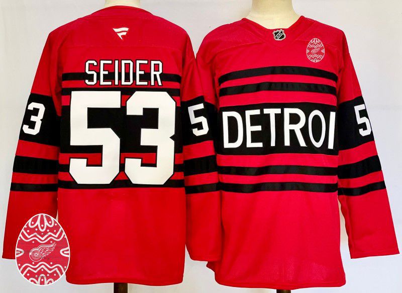 Men Detroit Red Wings #53 Seider Red Fanatics 2025 NHL Jersey style 1->kansas city chiefs->NFL Jersey